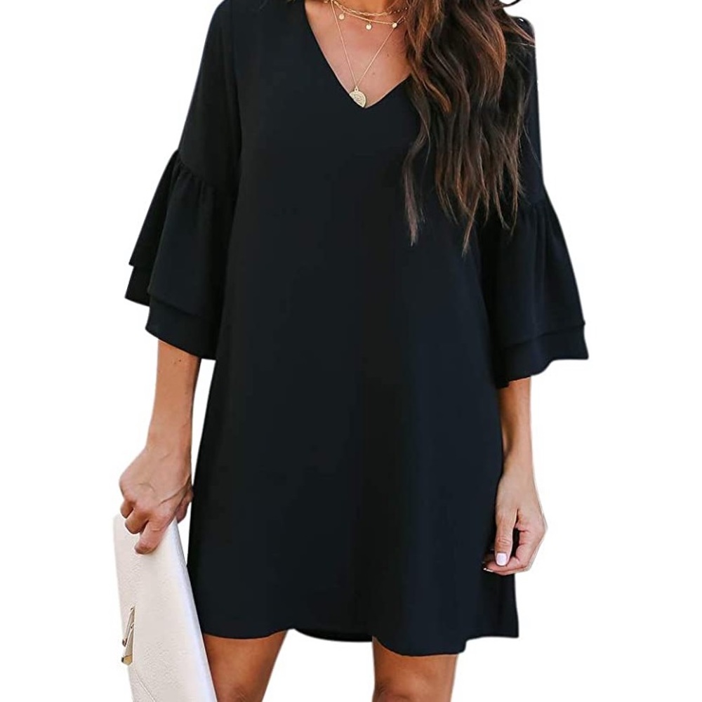 Black Ruffle Sleeve Dress